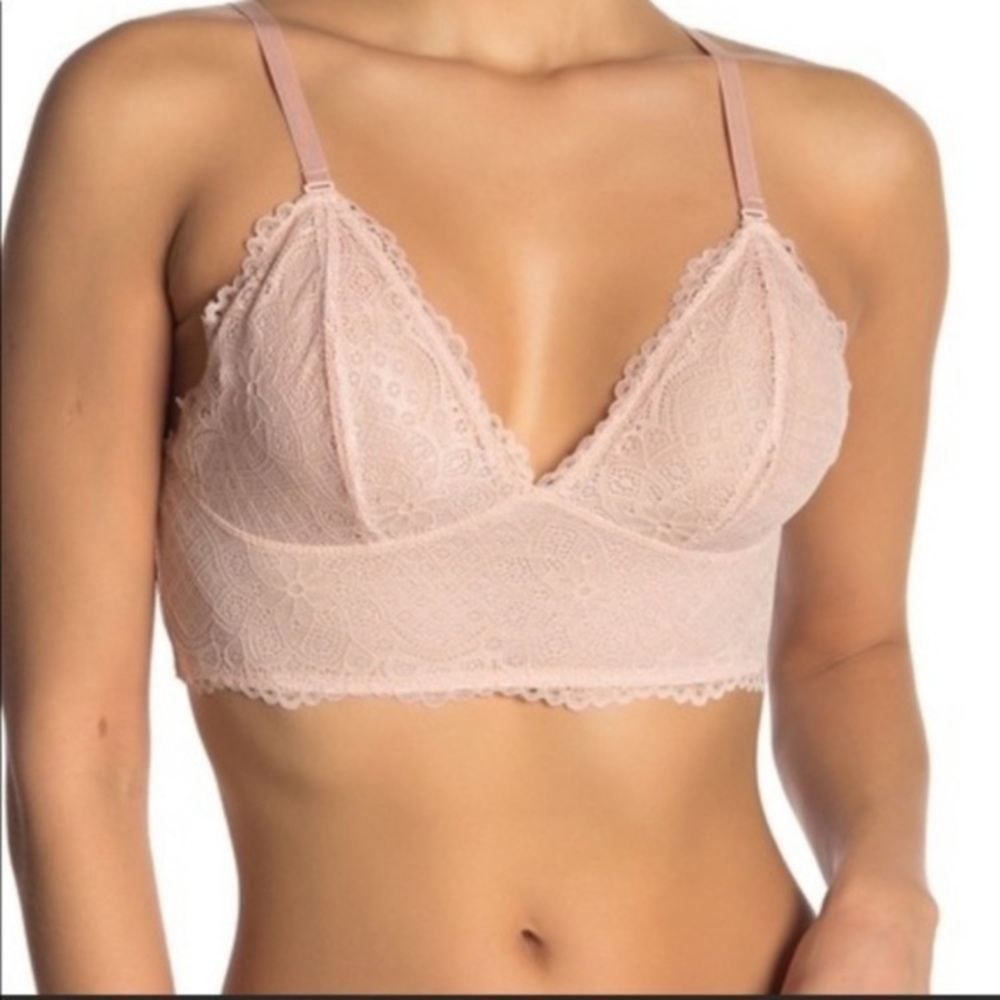 Free Press Flaunt It Lace Bralette - Nude - Xl *No Padded Cups*
